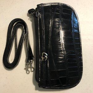 BRIGHTON small black clutch with cross body strap